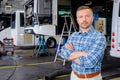 Portrait man in bus depot Royalty Free Stock Photo