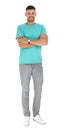 Portrait of man in casual outfit on white Royalty Free Stock Photo