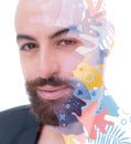 A smiling man colorful paintography portrait