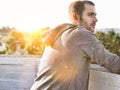 Portrait of man contemplating after jogging Royalty Free Stock Photo