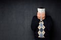 Portrait of man covering his face with paper sheet Royalty Free Stock Photo