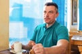 Portrait of a man with cup of tea or coffee Royalty Free Stock Photo