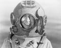 Portrait of man in diving helmet Royalty Free Stock Photo