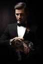 Portrait of man with dog Royalty Free Stock Photo