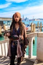 Portrait of man dressed as pirate Jack Sparrow during the annual Venice Carnival in Venice, Italy Royalty Free Stock Photo