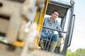 portrait man driving digger Royalty Free Stock Photo