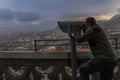 Tourist observing the Basilica National Vote Quito