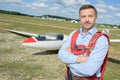 Portrait man in front glider Royalty Free Stock Photo