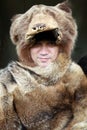 Man in fur hat and cape Royalty Free Stock Photo
