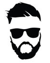 Portrait of a man in glasses with a beard. Illustration for a hairdresser. Logo for the stylist. Black and white logo Royalty Free Stock Photo