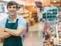 Portrait of man grocer smiling Royalty Free Stock Photo