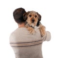 Man Holding a Borkie Dog Royalty Free Stock Photo