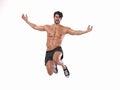 3D Render : The portrait of a man is jumping in the air with happy feeling