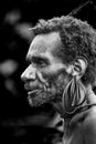 Portrait of a man Korowai tribe. Close-up. Tribe of Korowai Kombai , Kolufo.