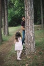 Portrait of man and little girl spending family time in nature