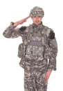 Portrait Of Man In Military Uniform Saluting Royalty Free Stock Photo