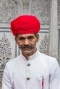 Portrait of a man with moustache and turban in the city palace of Jaipur