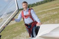 portrait man opening glider Royalty Free Stock Photo