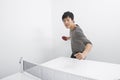 Portrait of man playing table tennis Royalty Free Stock Photo