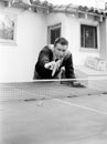 Portrait of a man playing table tennis