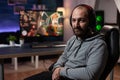 Portrait of man preparing to play video games