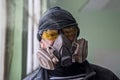 Portrait of a man in a respirator, free space Royalty Free Stock Photo