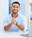 Portrait, man and smile with confidence in office, IT consultant with pride and ambition. Happy, professional and drive Royalty Free Stock Photo