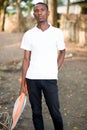 Portrait of a man standing outdoors holding umbrella Royalty Free Stock Photo