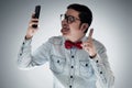 Portrait of man taking selfie Royalty Free Stock Photo