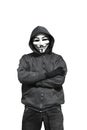 Portrait of man wearing anonymous mask Royalty Free Stock Photo