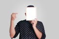 Young Asian Man Covering His Face With Small Whiteboard Royalty Free Stock Photo