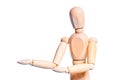 Portrait of man of wood mannequin showing Royalty Free Stock Photo