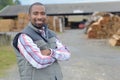 Portrait man in wood yard Royalty Free Stock Photo