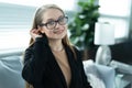 Portrait of manager girl in office interior