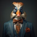 Portrait of a mandarin duck dressed in a strict business suit