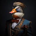 Portrait of a mandarin duck dressed in a strict business suit Royalty Free Stock Photo