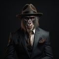 Portrait of a Mandrill dressed in a strict business suit