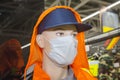 Portrait of a mannequin worker in a medical white mask, coronavirus, medicine, protective Royalty Free Stock Photo