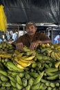 Portrait market vendor with plantains, city Recife