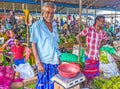 The portrait of market vendor in Wellawaya