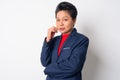 Portrait of mature Asian businesswoman thinking with hand on chin