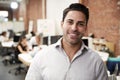 Portrait Of Mature Businessman In Modern Open Plan Office With Business Team Working In Background