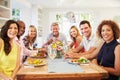 Portrait Of Mature Friends Around Table At Dinner Party Royalty Free Stock Photo