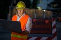 Mature man construction worker at the construction site in the c Royalty Free Stock Photo