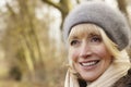 Portrait mature woman outdoors in winter