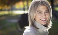 Portrait Of A Mature Woman Smiling At The Camera.Gray hairs. Royalty Free Stock Photo