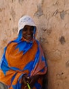 Portrait of mauritanian woman in national dress Melhfa , Chinguetti, Mauritania Royalty Free Stock Photo