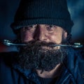 Portrait of mechanic with beard