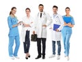 Portrait of medical doctor with clipboard and stethoscope isolated Royalty Free Stock Photo