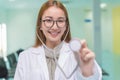 Portrait of Medical physician doctor woman with stethoscope in h